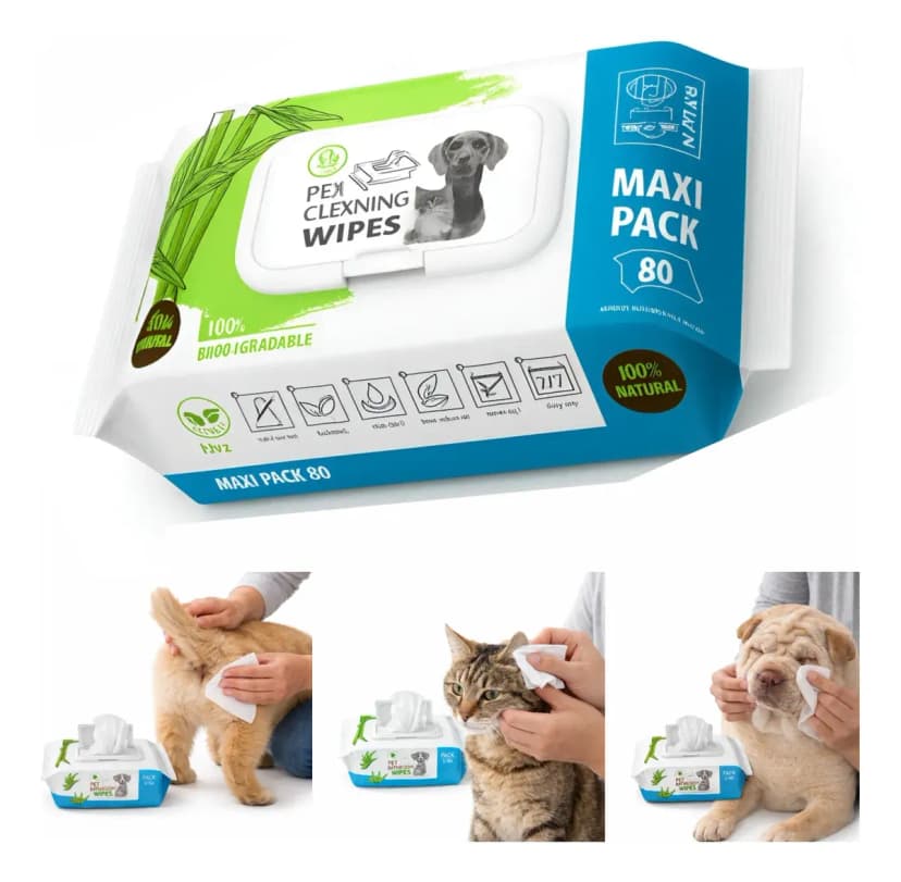 Toallitas Húmedas Para Perros Y Gatos X80 Sin Alcohol