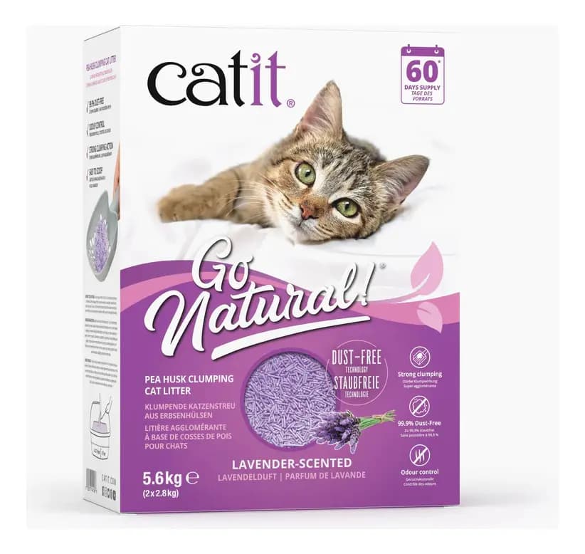 Arena Sanitaria Aglutinante Biodegradable Para Gatos Catit Go Natural Aroma Lavanda de 5,6 Kg