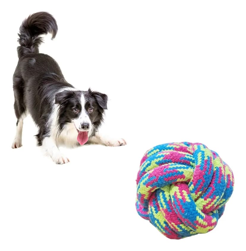 Juguete Para Perros Mordillo Pelota Soga Gde 8cm Anti Stress