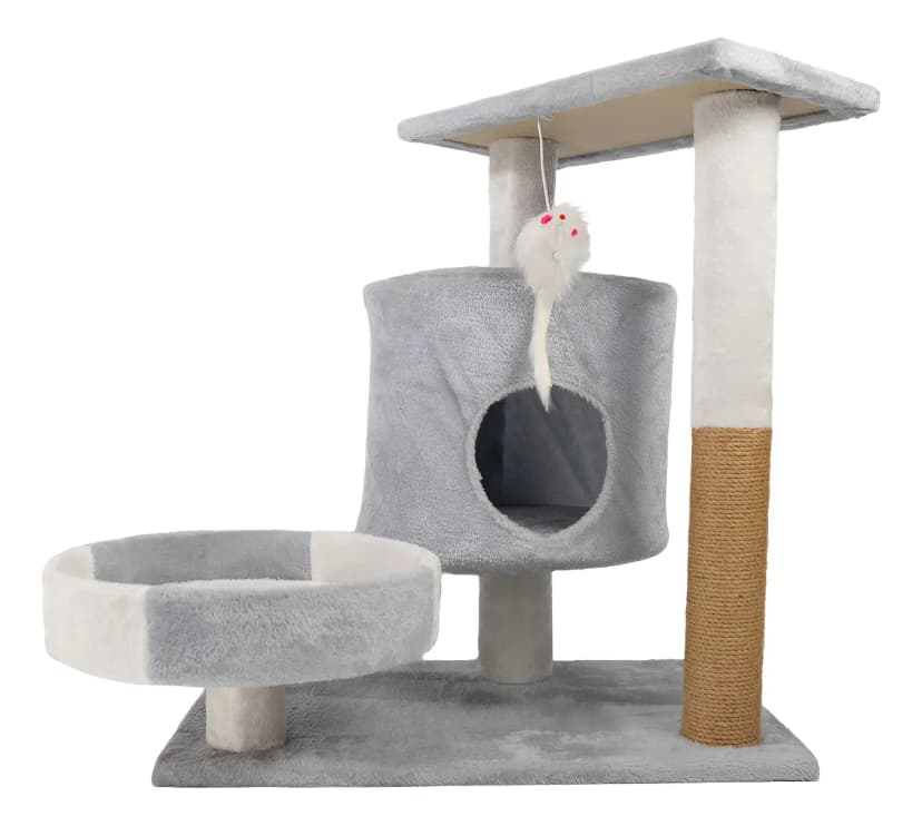 Gimnasio Rascador Para Gatos + Juguete Bajo Dakota Felpa Sisal