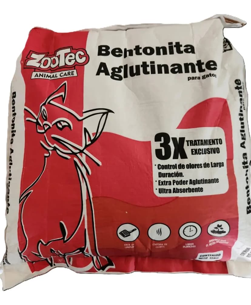 Piedras Sanitarias Para Gatos Bentonita Aglutinante Zootec 30 Kg Ultra Absorbente - Pack De 2 Bolsas De 15 Kg
