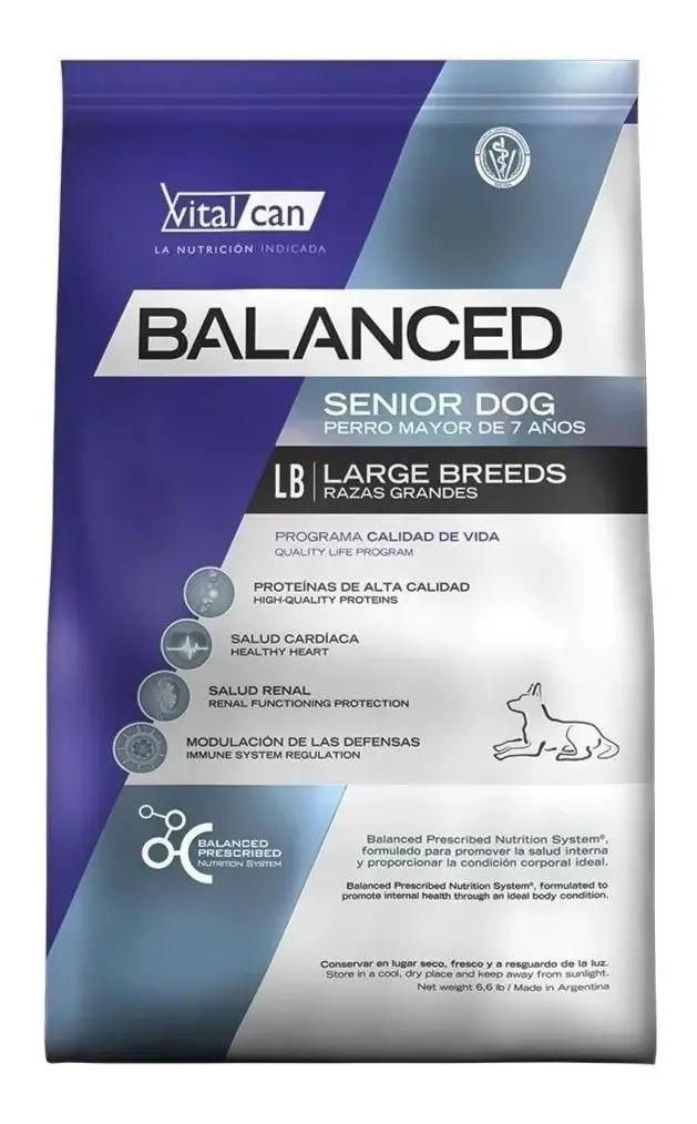 Alimento Vitalcan Balanced Perro adulto para perro senior de raza grande sabor mix de 15 kg